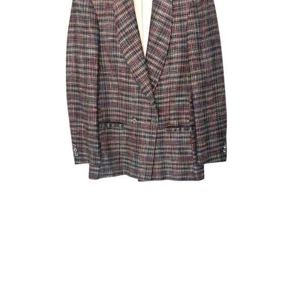Vintage Plaid Light Academia Preppy Office Work Career Silk Blazer Size 4 - Picture 8 of 13